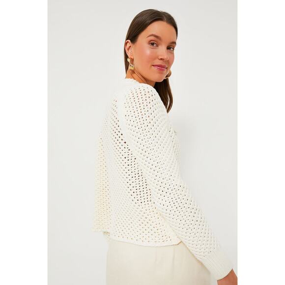 TUCKERNUCK Ivory Crochet Knit Annette Sweater Size L NWT Retail $198 Tuckernuck - Picture 2 of 8